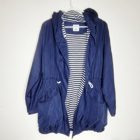 Mayoral Navy Blue Light Draped Hooded Long Jacket Girl Size 16 - Picture 1 of 9
